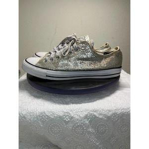 Converse Chuck Taylor All Stars Women's Low Top Sliver Glitter Shoes Size 11